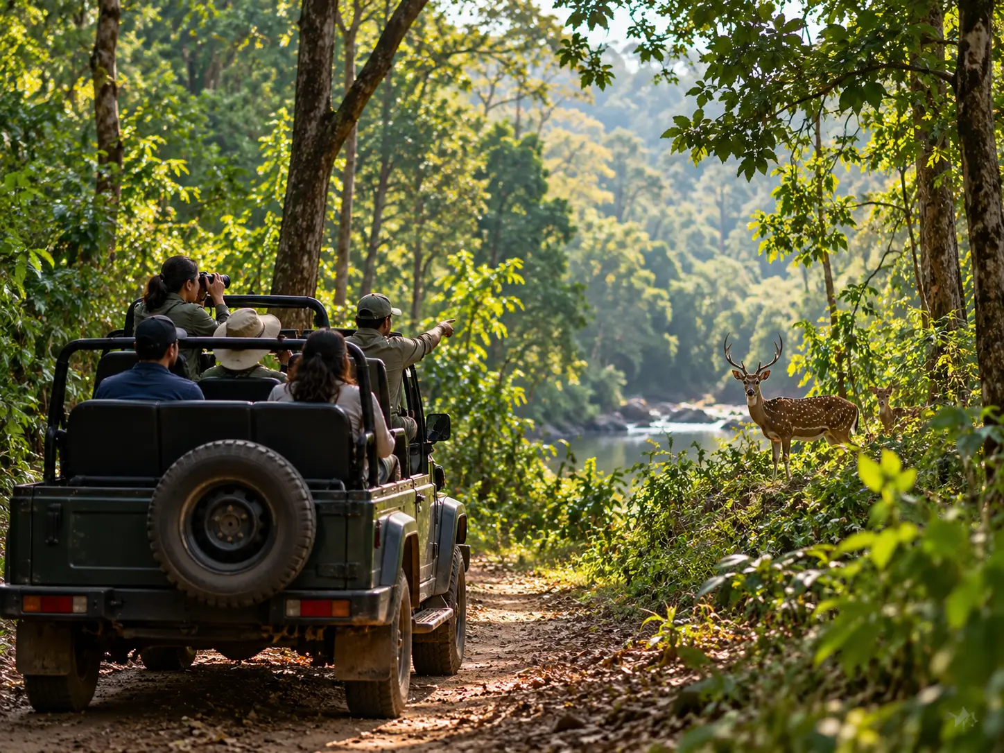 Safari jeep in the forest around Dandeli
